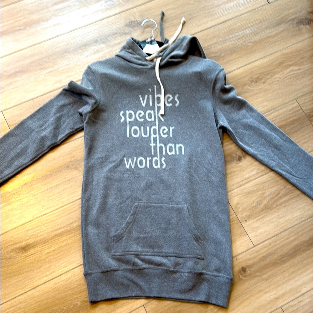 Gray Hoodie with Slogan